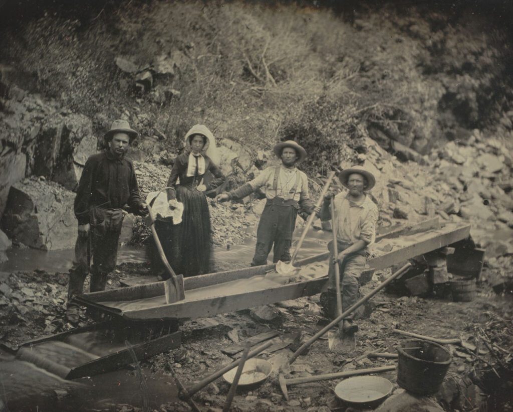 Gold Prospectors - Men and Women in the California Gold Rush.