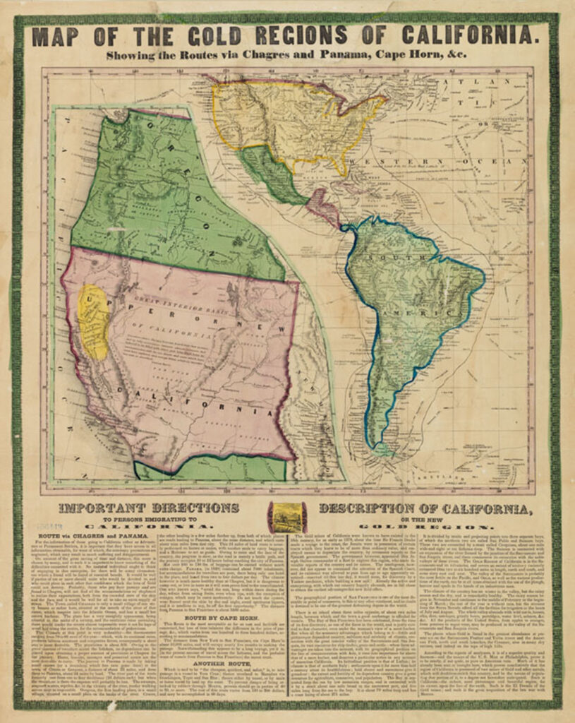 Map fo the gold regions of California - 1849