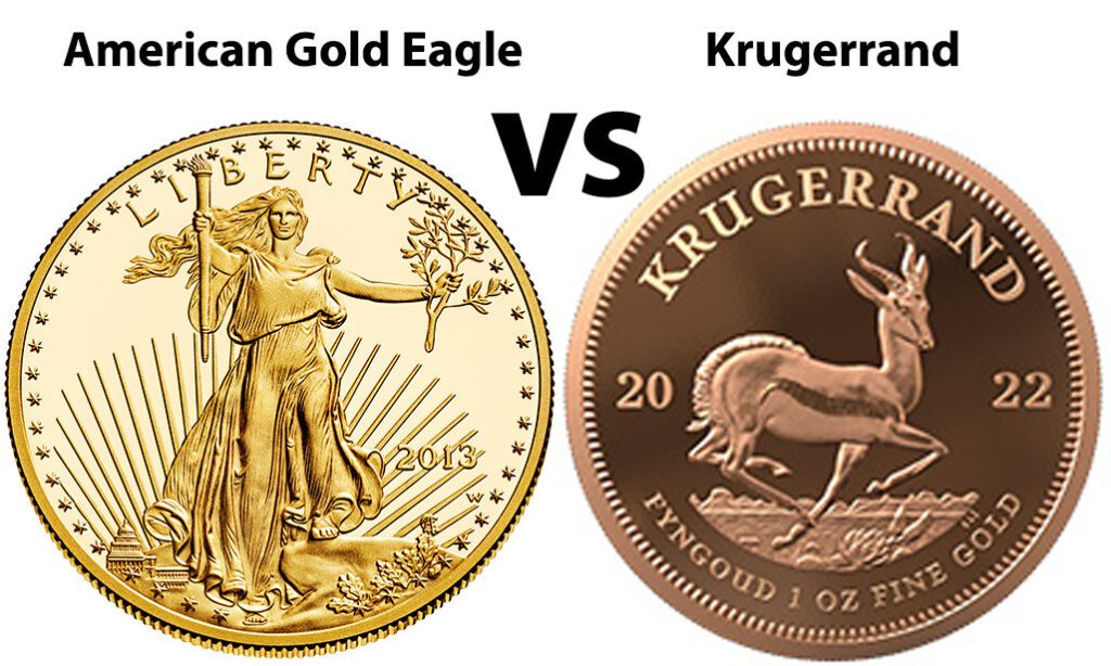 American Gold Eagle vs South African Krugerrand (US Mint, South African Mint).American Gold Eagle vs South African Krugerrand (US Mint, South African Mint).