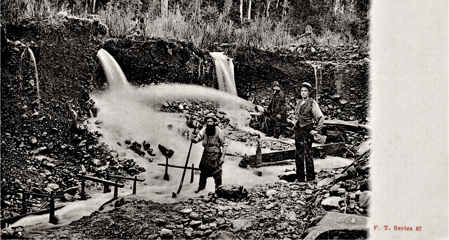 Hydraulic Mining Hokitika Gold Mining New Zealand 1900.
