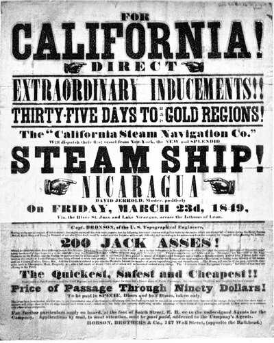 Steam ships to the goldfields in California (Newspaper).