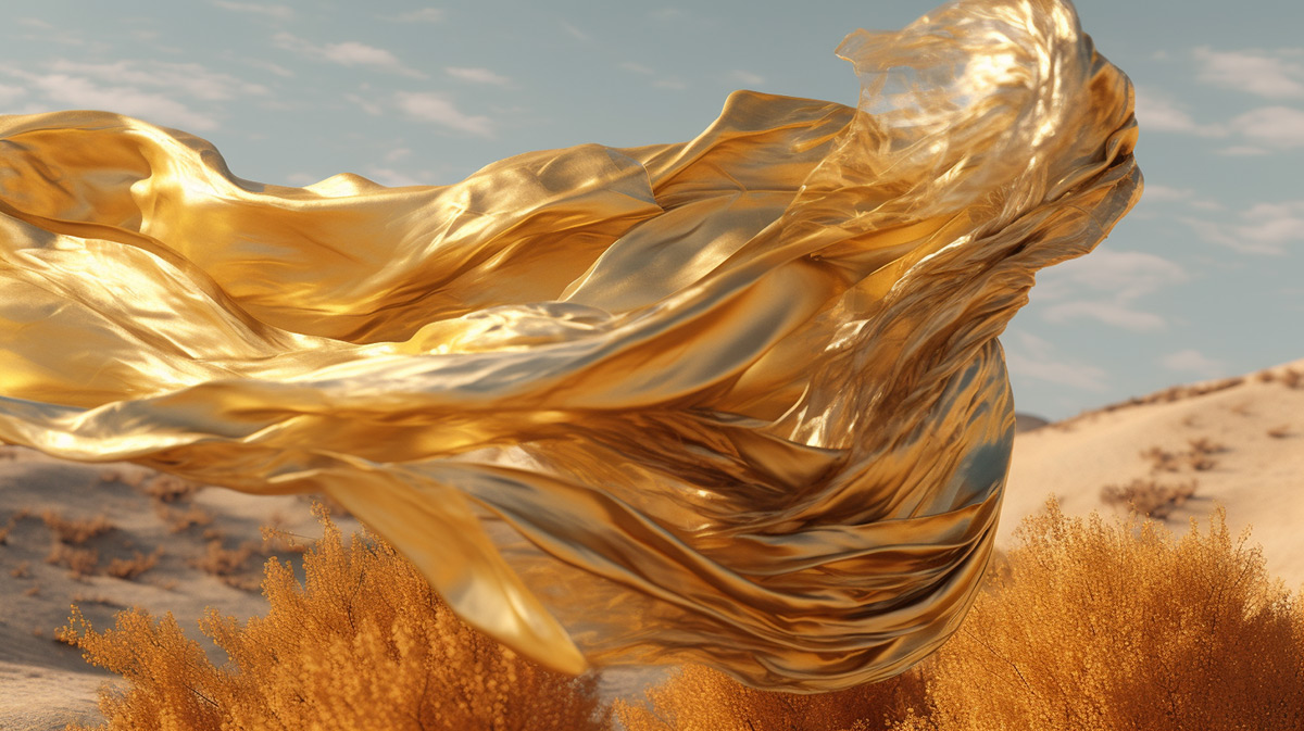 A golden veil waving in the wind.