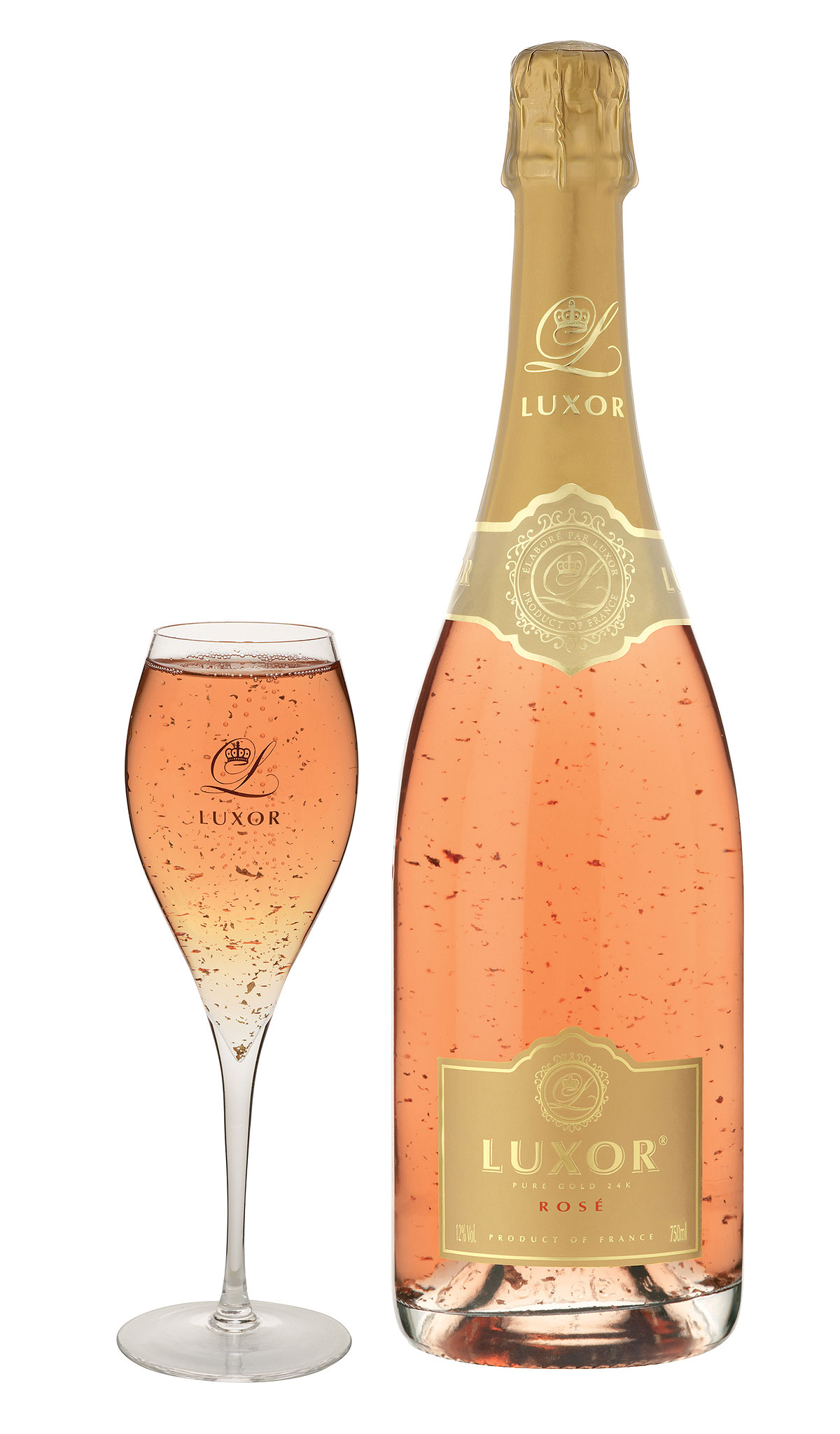 Luxe Rose, an alcoholic drink with gold flakes.