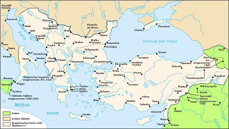 Figure 5: map of the Byzantine empire 1250 (wikipedia/ J. Schwerdtfeger CC BY-SA 2.5).