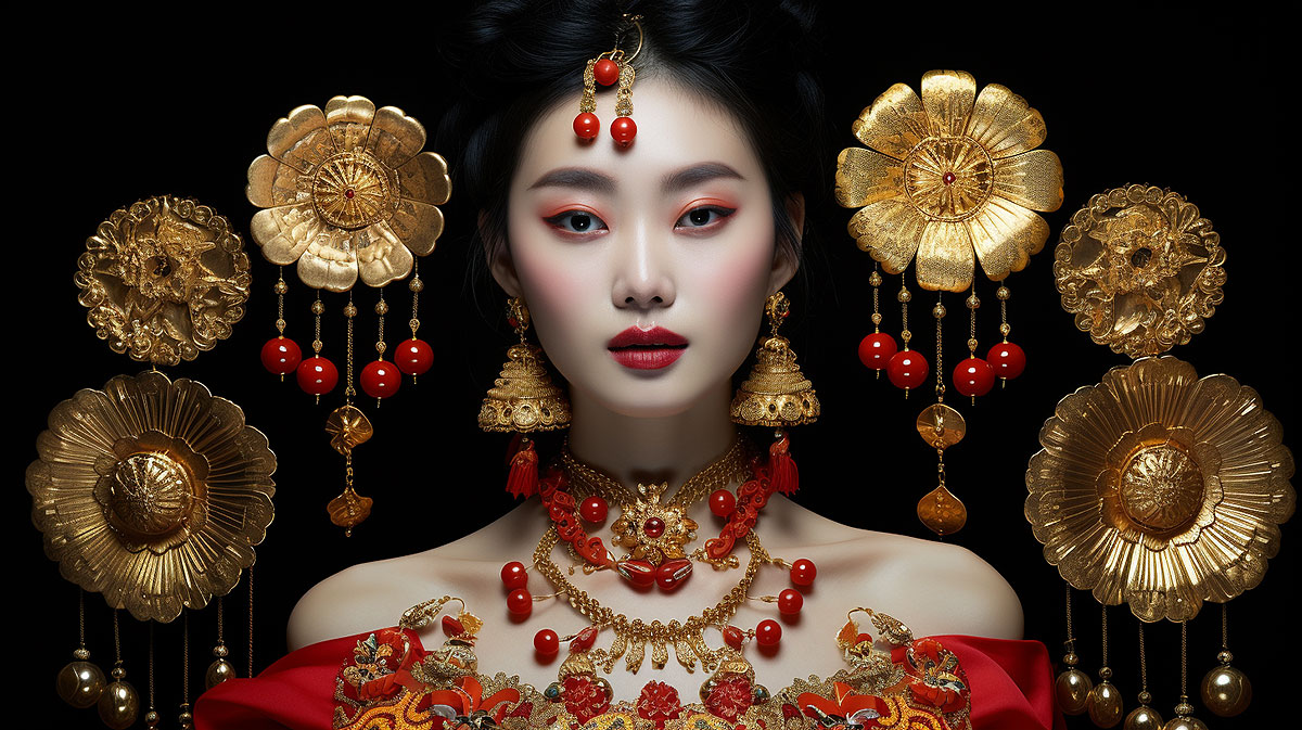 Chinese New Year gold decoration and jewelry.