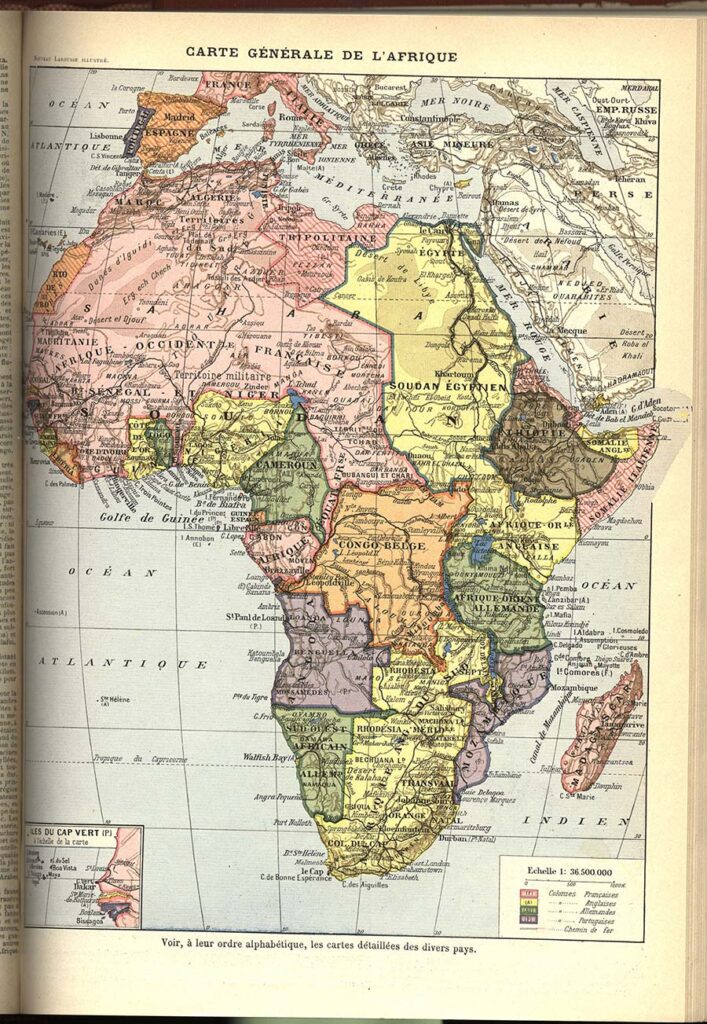 Map of the colonialization of Africa.