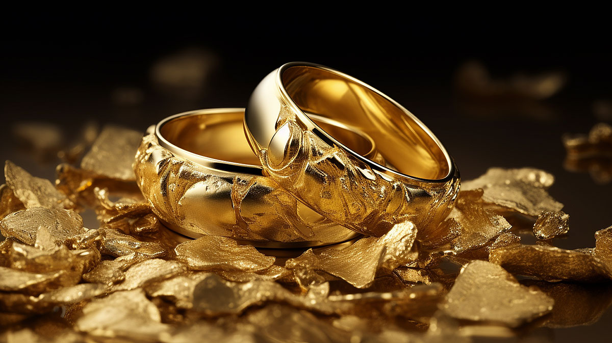 Gold rings as a symbol of commitment.