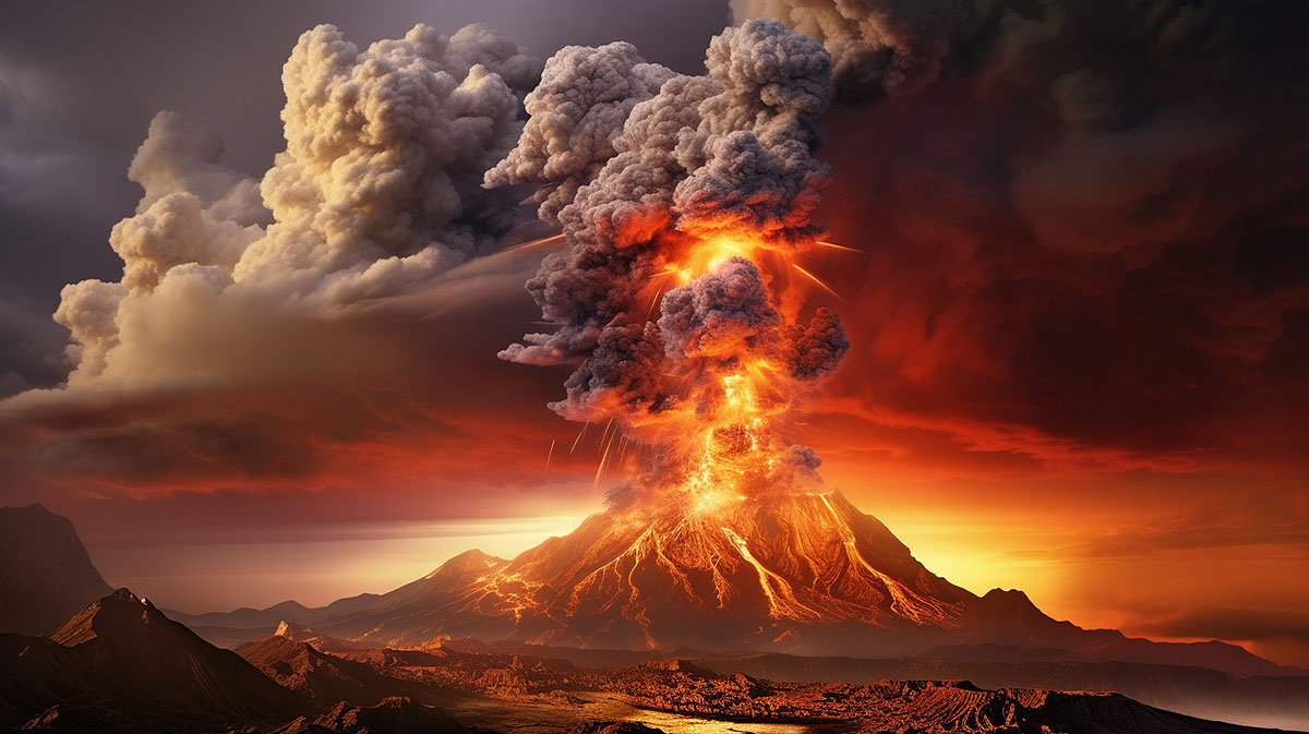 Erupting volcanoe, bringing gold to the surface of the earth.