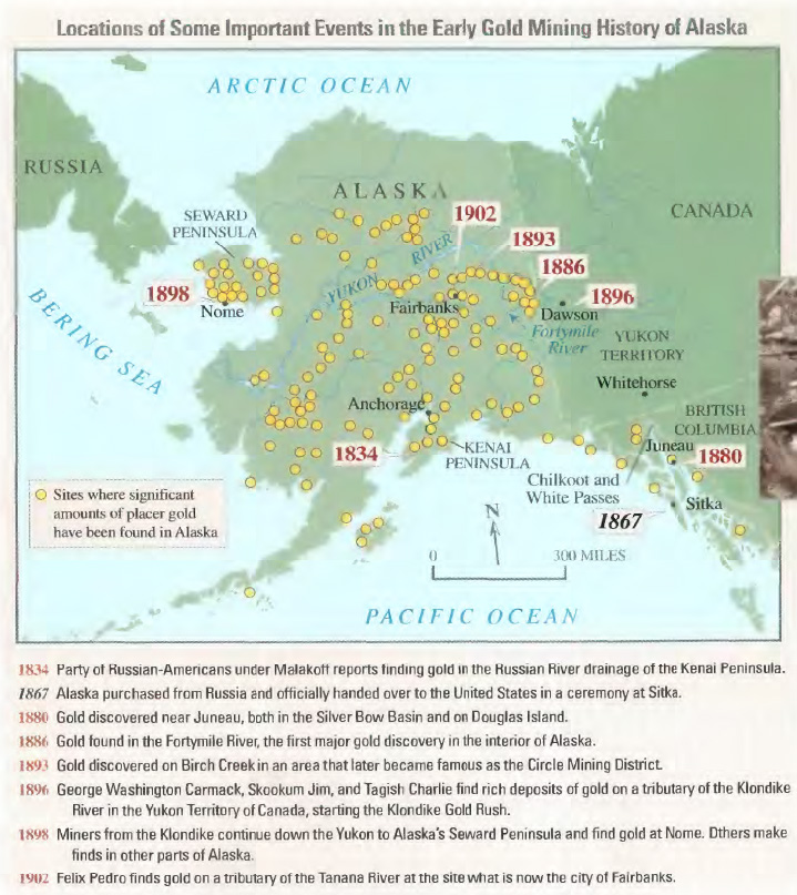 Map of placer mines locations in Alaska (USGS).