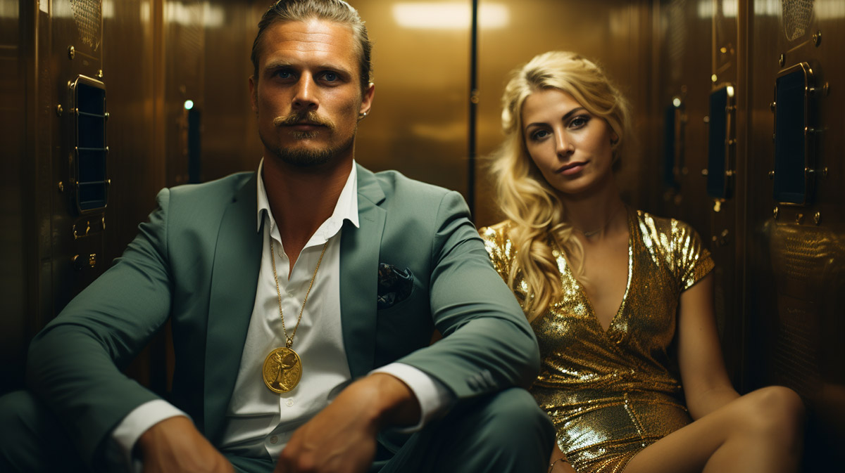 Man and woman from Finland wearing gold jewelry and thinking about the gold price in Finland.