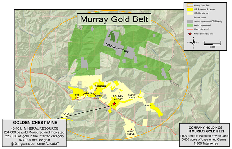 Golden Chest Gold Mine in the Murray Gold Belt in Idaho (Idaho Strategic Resources).