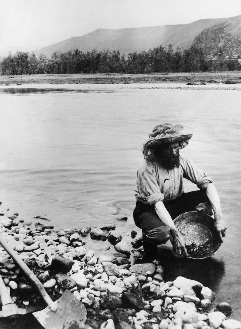 Panning for gold in Idaho.