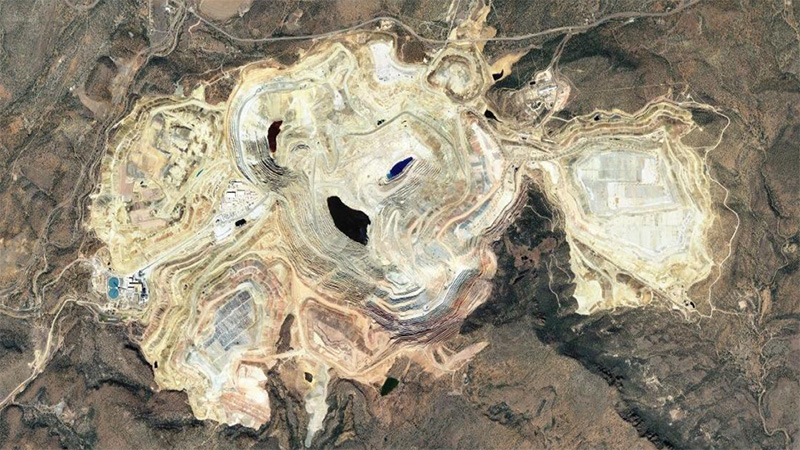 Satellite view of the Chino copper mine in New Mexico.