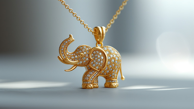 1 tola gold jewelry - gold elephant pendant