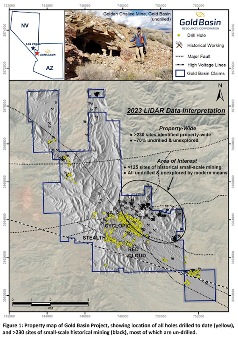 Gold Basin Project, lidar interpretation (Gold Basin Corp.)
