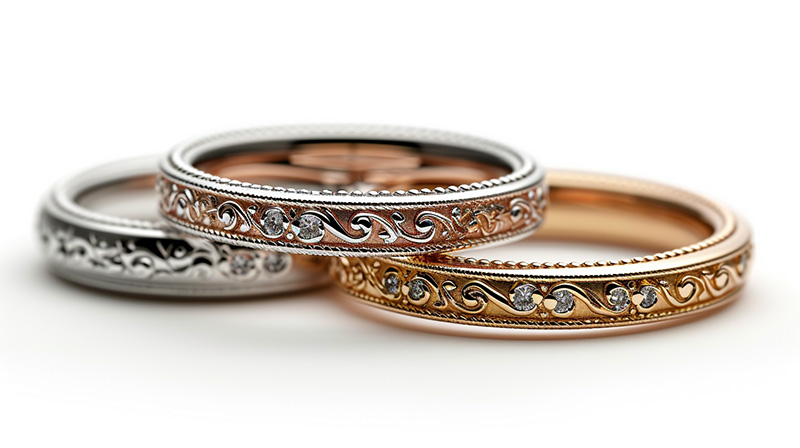 Yellow, White and Rose Gold Rings.