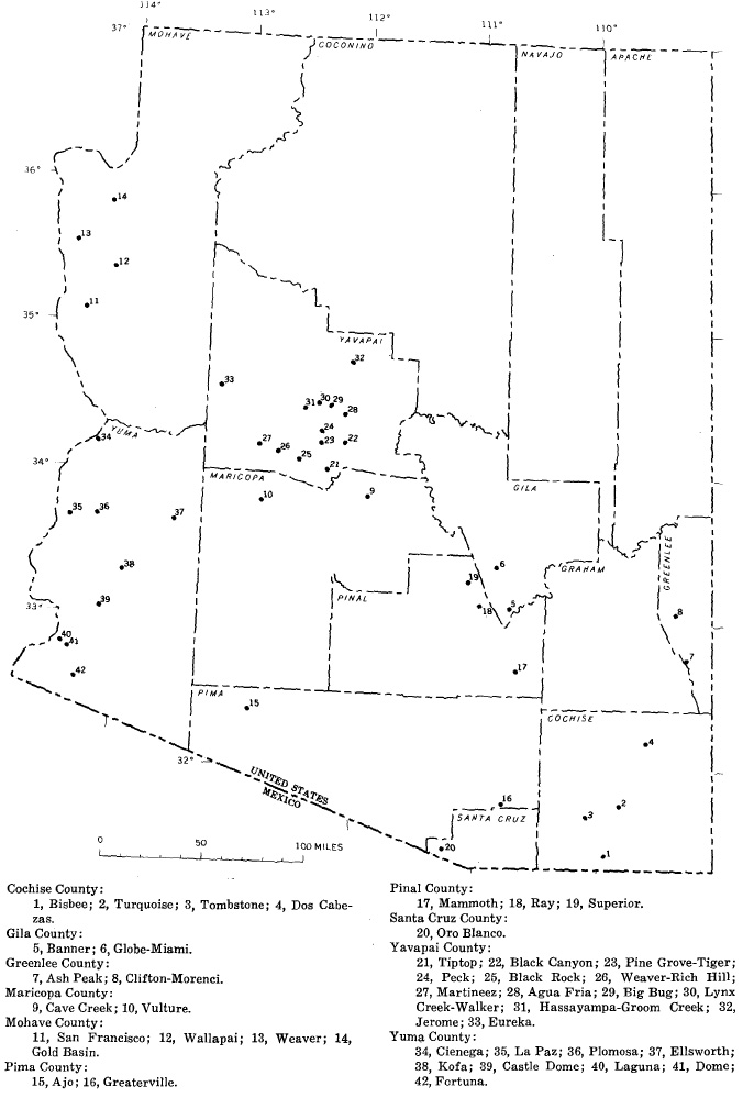 Gold mining districts of Arizona (Gold producing districts of the United States, Geological Survey Professional Paper 610).